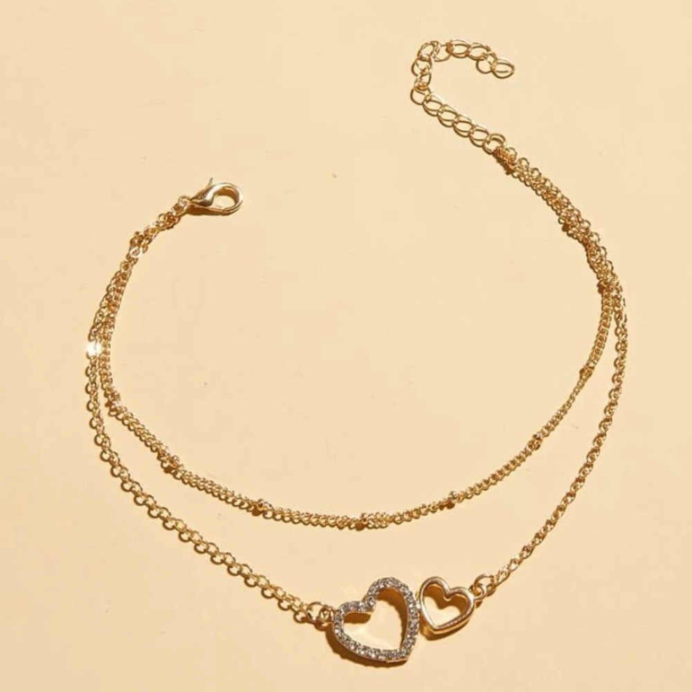 NWT ~ Gold Heart Layered Anklet